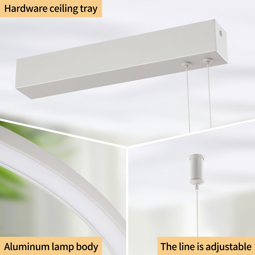 Brilagi - LED stmievateľný luster na lanku PORTOFINO LED/98W/230V 3000-6000K strieborný + diaľkové ovládanie