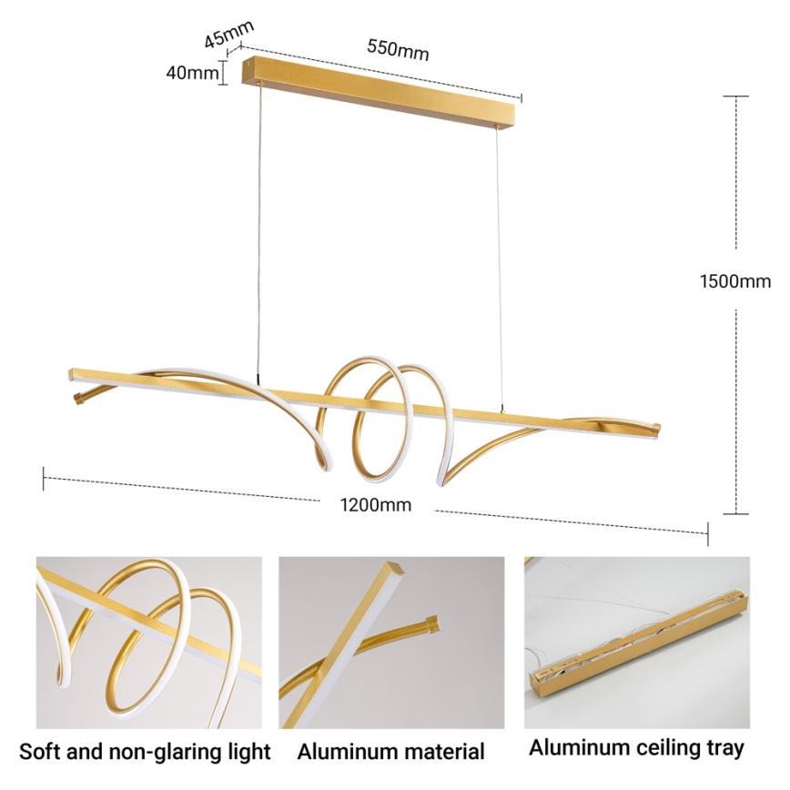 BRILAGI - LED stmievateľný luster na lane SIGNATURE LED/50W/230V 3000-6000K 120 cm zlatý + diaľkové ovládanie