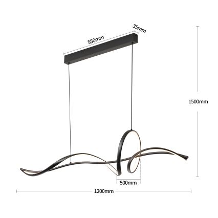 BRILAGI - LED stmievateľný luster na lanku SIGNATURE LED/55W/230V 3000-6000K 120x23 cm čierna + diaľkové ovládanie