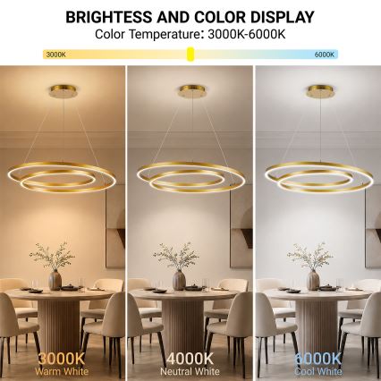 BRILAGI - LED stmievateľný luster na lanku TWISTER LED/105W/230V 3000-6000K priemer 100 cm zlatá + diaľkové ovládanie