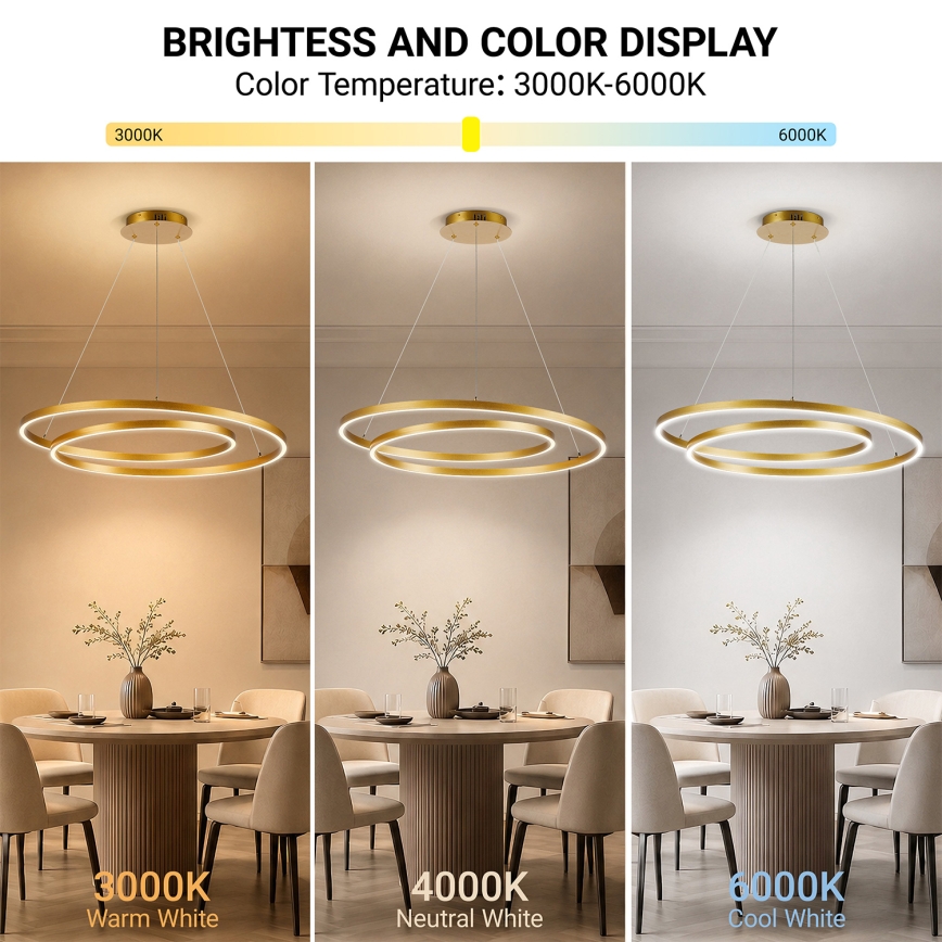 BRILAGI - LED stmievateľný luster na lanku TWISTER LED/105W/230V 3000-6000K priemer 100 cm zlatá + diaľkové ovládanie