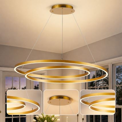BRILAGI - LED stmievateľný luster na lanku TWISTER LED/105W/230V 3000-6000K priemer 100 cm zlatá + diaľkové ovládanie