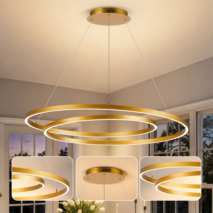 BRILAGI - LED stmievateľný luster na lanku TWISTER LED/105W/230V 3000-6000K priemer 100 cm zlatá + diaľkové ovládanie