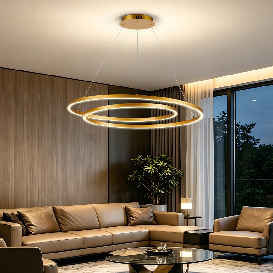 BRILAGI - LED stmievateľný luster na lanku TWISTER LED/105W/230V 3000-6000K priemer 100 cm zlatá + diaľkové ovládanie