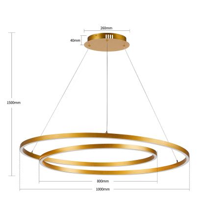 BRILAGI - LED stmievateľný luster na lanku TWISTER LED/105W/230V 3000-6000K priemer 100 cm zlatá + diaľkové ovládanie