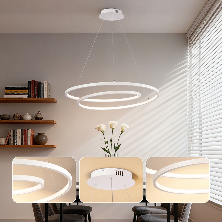 Brilagi - Stmievateľný LED luster na lanku TWISTER LED/105W/230V 3000-6000K priemer 100 cm biela + diaľkové ovládanie