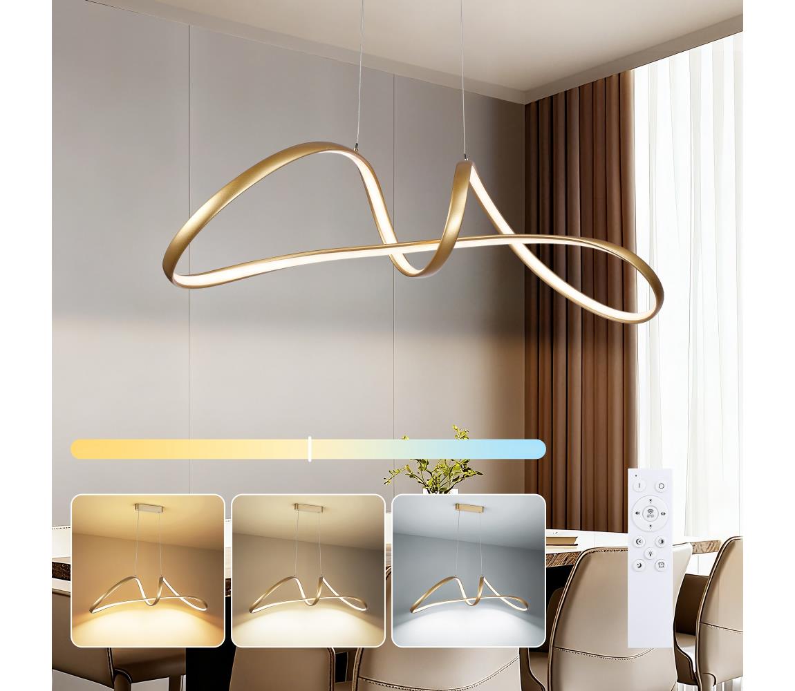 Brilagi-LED Stmievateľný luster na lanku TWISTER LED/60W/230V 3000-6000K zlatá+DO BRI487