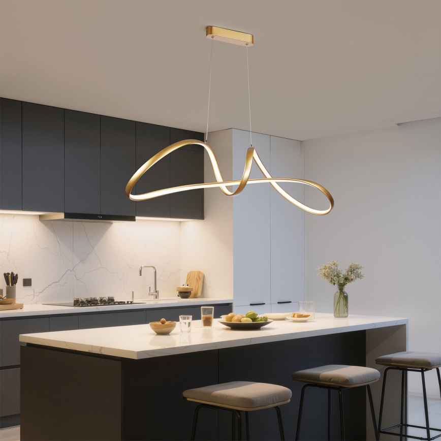 Brilagi - LED stmievateľný závesný luster TWISTER LED/60W/230V 3000-6000K zlatý + diaľkové ovládanie