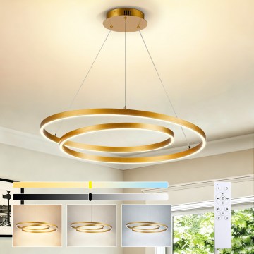 Brilagi - LED Stmievateľný luster na lanku TWISTER LED/75W/230V 3000-6000K pr. 70 cm zlatá + diaľkové ovládanie