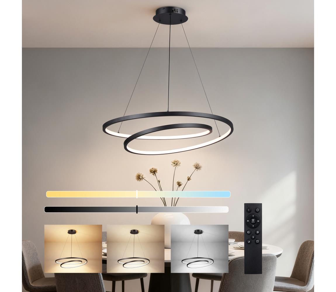 Brilagi-LED Stmievateľný luster na lanku TWISTER LED/75W/230V pr. 70 cm čierna +DO BRI478