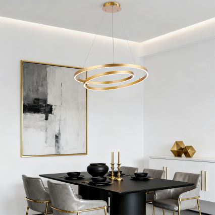 Brilagi - LED stmievateľný luster na lanku TWISTER LED/75W/230V 3000-6000K pr. 70 cm zlatá + diaľkové ovládanie