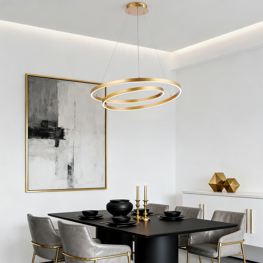 Brilagi - LED stmievateľný luster na lanku TWISTER LED/75W/230V 3000-6000K pr. 70 cm zlatá + diaľkové ovládanie