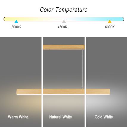 Brilagi - stmievateľný LED luster SLEEKLINE SMART LED/40W/230V Wi-Fi Tuya dubový dekor + diaľkové ovládanie