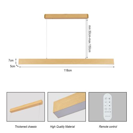 Brilagi - stmievateľný LED luster SLEEKLINE SMART LED/40W/230V Wi-Fi Tuya dubový dekor + diaľkové ovládanie