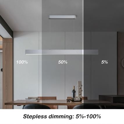 Brilagi - LED Stmievateľný luster na lanku SLEEKLINE SMART LED/40W/230V 3000-6000K Wi-Fi Tuya strieborná + diaľkové ovládanie