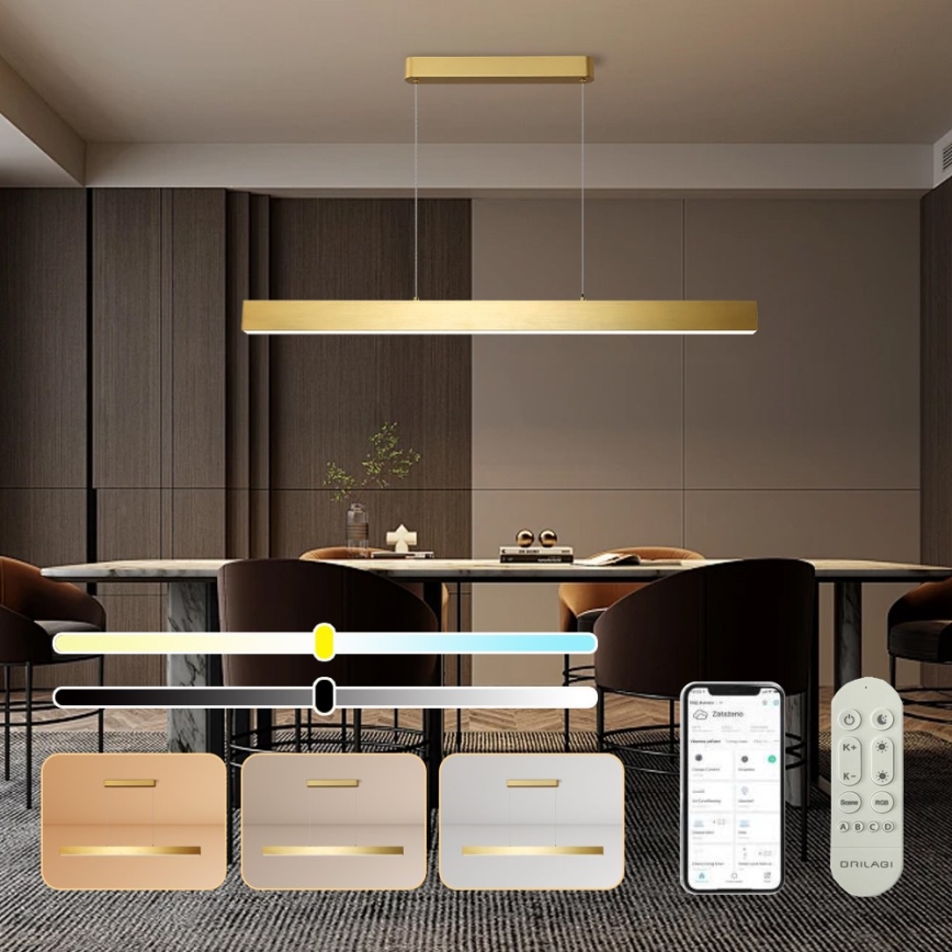Brilagi - LED Stmievateľný luster na lanku SLEEKLINE SMART LED/40W/230V 3000-6000K Wi-Fi Tuya zlatá + diaľkové ovládanie