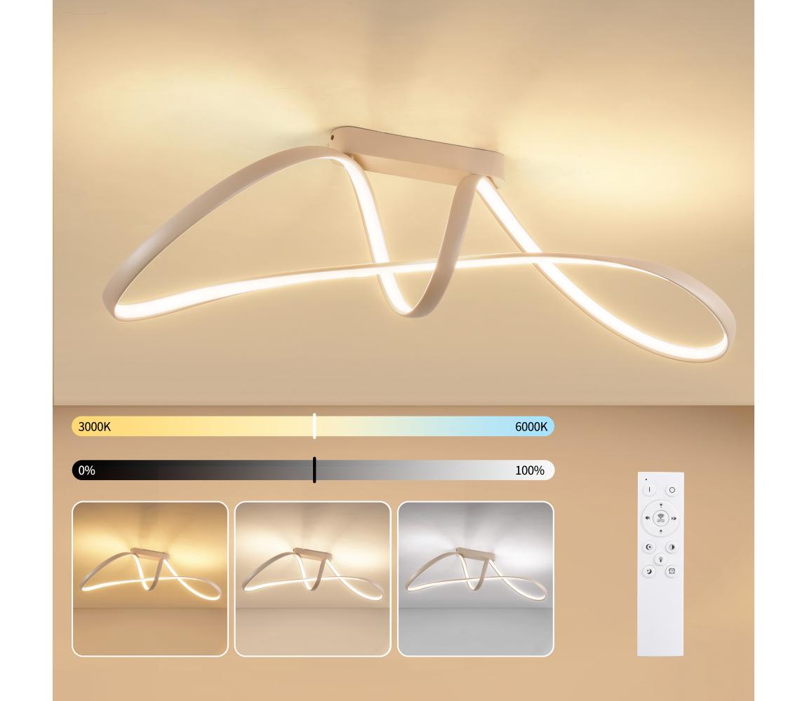 Brilagi-LED Stmievateľný prísadený luster TWISTER LED/60W/230V 3000-6000K béžový + diaľkové ovládanie BRI725