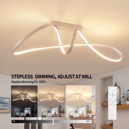 Brilagi - LED stmievateľné prisadené stropné svietidlo TWISTER LED/60W/230V 3000-6000K béžové + diaľkové ovládanie