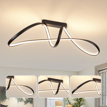 Brilagi - Stmievateľný prisadený LED luster TWISTER LED/60W/230V 3000-6000K čierna + diaľkové ovládanie