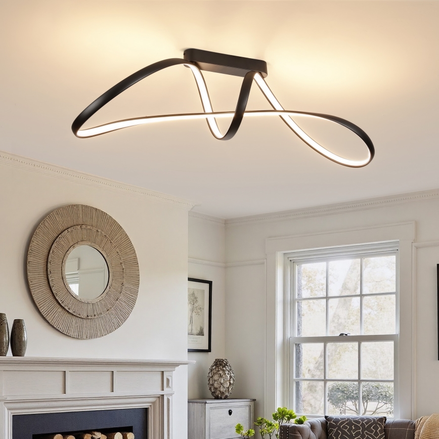 Brilagi - Stmievateľný prisadený LED luster TWISTER LED/60W/230V 3000-6000K čierna + diaľkové ovládanie