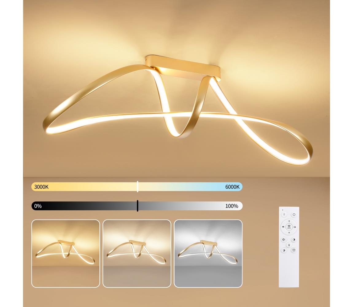 Brilagi-LED Stmievateľný prisadený luster TWISTER LED/60W/230V 3000-6000K zlatý+DO BRI724