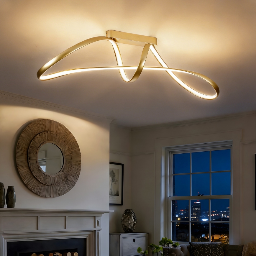 Brilagi - LED stmievateľné prisadené stropné svietidlo TWISTER LED/60W/230V 3000-6000K zlaté + diaľkové ovládanie