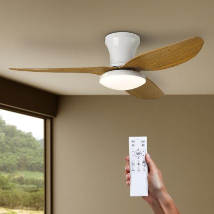 Brilagi - LED stropný ventilátor s reguláciou jasu LED/30W/230V 3000-6500K biela/hnedá + diaľkové ovládanie