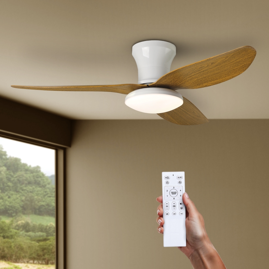 Brilagi - LED stropný ventilátor s reguláciou jasu LED/30W/230V 3000-6500K biela/hnedá + diaľkové ovládanie