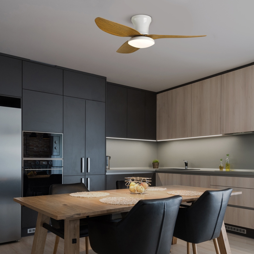 Brilagi - LED stropný ventilátor s reguláciou jasu LED/30W/230V 3000-6500K biela/hnedá + diaľkové ovládanie