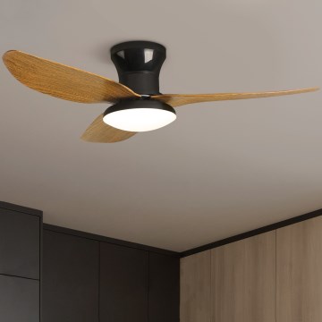 Brilagi - LED Stmievateľný stropný ventilátor LED/30W/230V 3000-6500K čierna/hnedá + diaľkové ovládanie