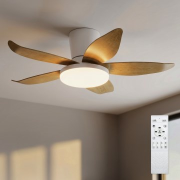 Brilagi - LED Stmievateľný stropný ventilátor LED/32W/230V 95 cm biela/hnedá + diaľkové ovládanie