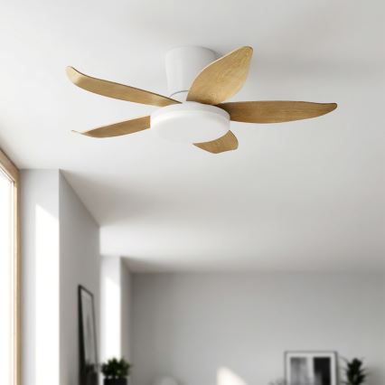 Brilagi - LED stmievateľný stropný ventilátor LED/32W/230V 3000-6500K priemer 95 cm biela/hnedá + diaľkové ovládanie
