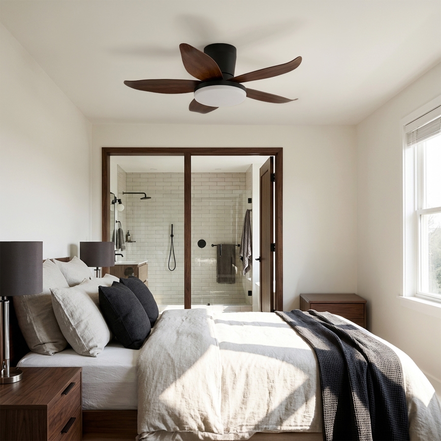 Brilagi - stmievateľný LED stropný ventilátor 32 W/230 V 95 cm čierna/hnedá + diaľkové ovládanie