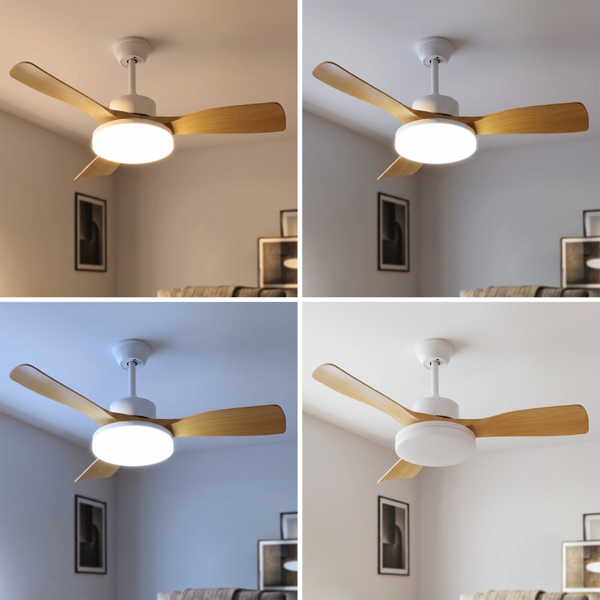 Brilagi - LED stmievateľný stropný ventilátor LED/34W/230V 3000-6500K pr. 106 cm biela/hnedá + diaľkové ovládanie