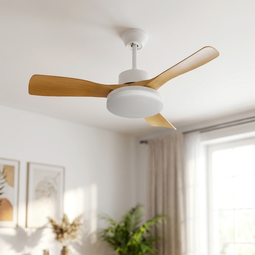 Brilagi - LED stmievateľný stropný ventilátor LED/34W/230V 3000-6500K pr. 106 cm biela/hnedá + diaľkové ovládanie