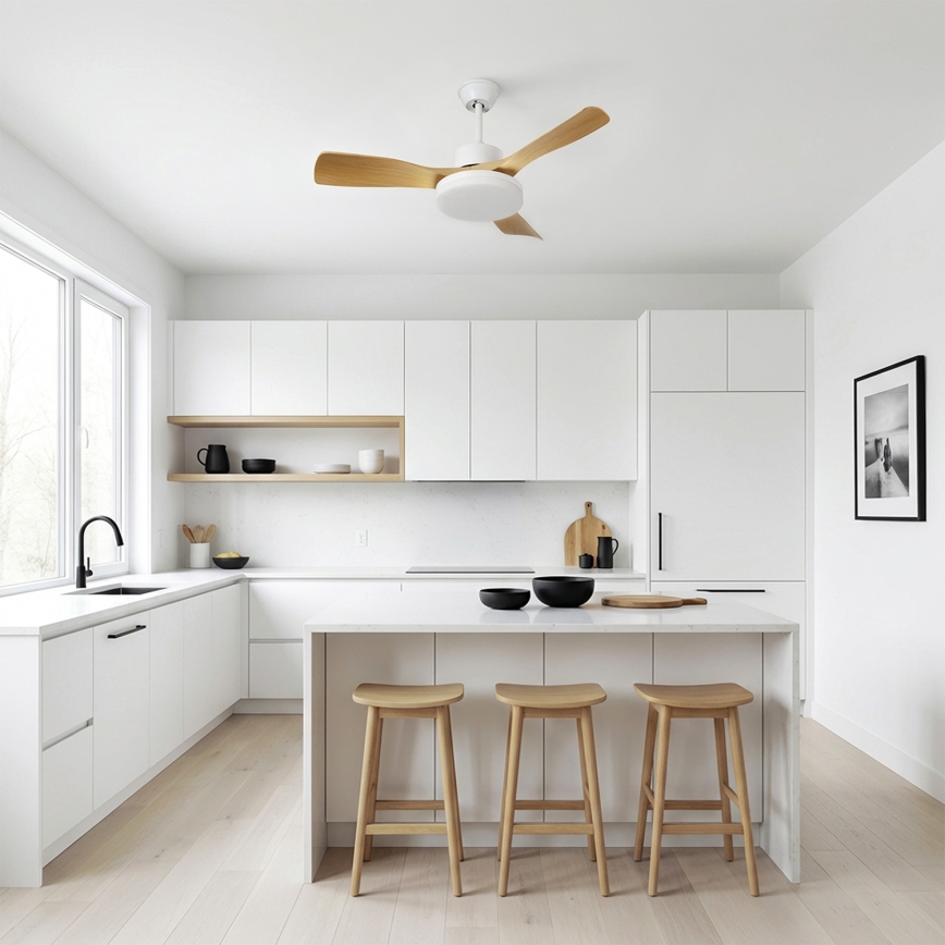 Brilagi - LED stmievateľný stropný ventilátor LED/34W/230V 3000-6500K pr. 106 cm biela/hnedá + diaľkové ovládanie