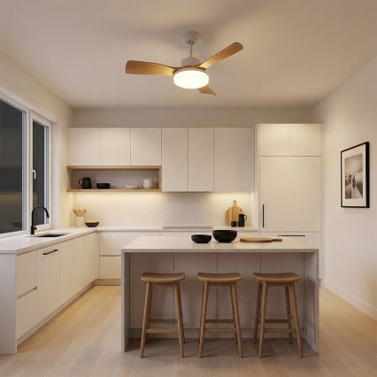 Brilagi - LED stmievateľný stropný ventilátor LED/34W/230V 3000-6500K pr. 106 cm biela/hnedá + diaľkové ovládanie
