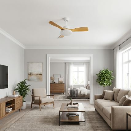 Brilagi - LED stmievateľný stropný ventilátor LED/34W/230V 3000-6500K pr. 106 cm biela/hnedá + diaľkové ovládanie