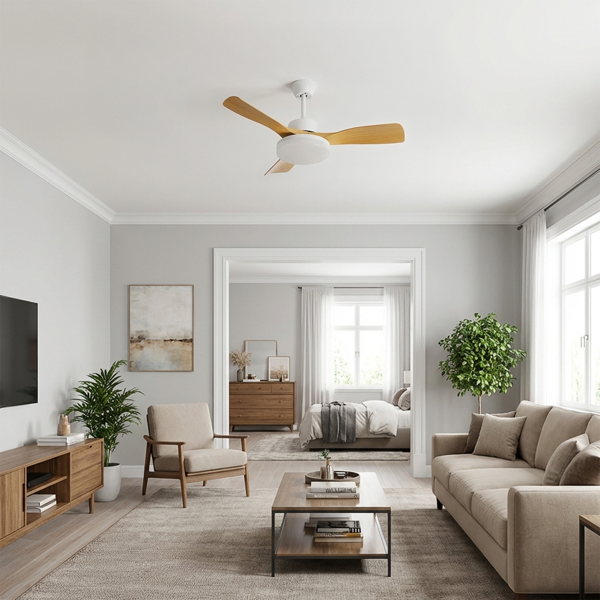 Brilagi - LED stmievateľný stropný ventilátor LED/34W/230V 3000-6500K pr. 106 cm biela/hnedá + diaľkové ovládanie