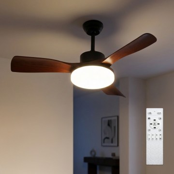 Brilagi - LED Stmievateľný stropný ventilátor LED/34W/230V 106 cm čierna/hnedá + diaľkové ovládanie