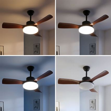 Brilagi - LED Stmievateľný stropný ventilátor LED/34W/230V 106 cm čierna/hnedá + diaľkové ovládanie