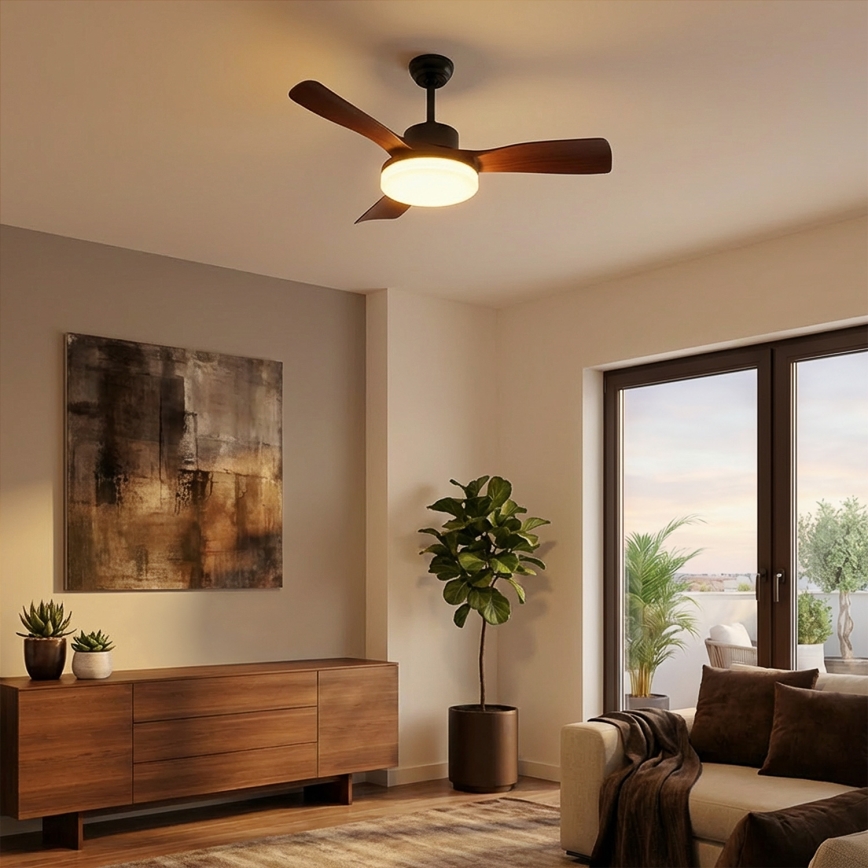 Brilagi - LED Stmievateľný stropný ventilátor LED/34W/230V 106 cm čierna/hnedá + diaľkové ovládanie