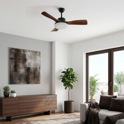 Brilagi - LED Stmievateľný stropný ventilátor LED/34W/230V 106 cm čierna/hnedá + diaľkové ovládanie