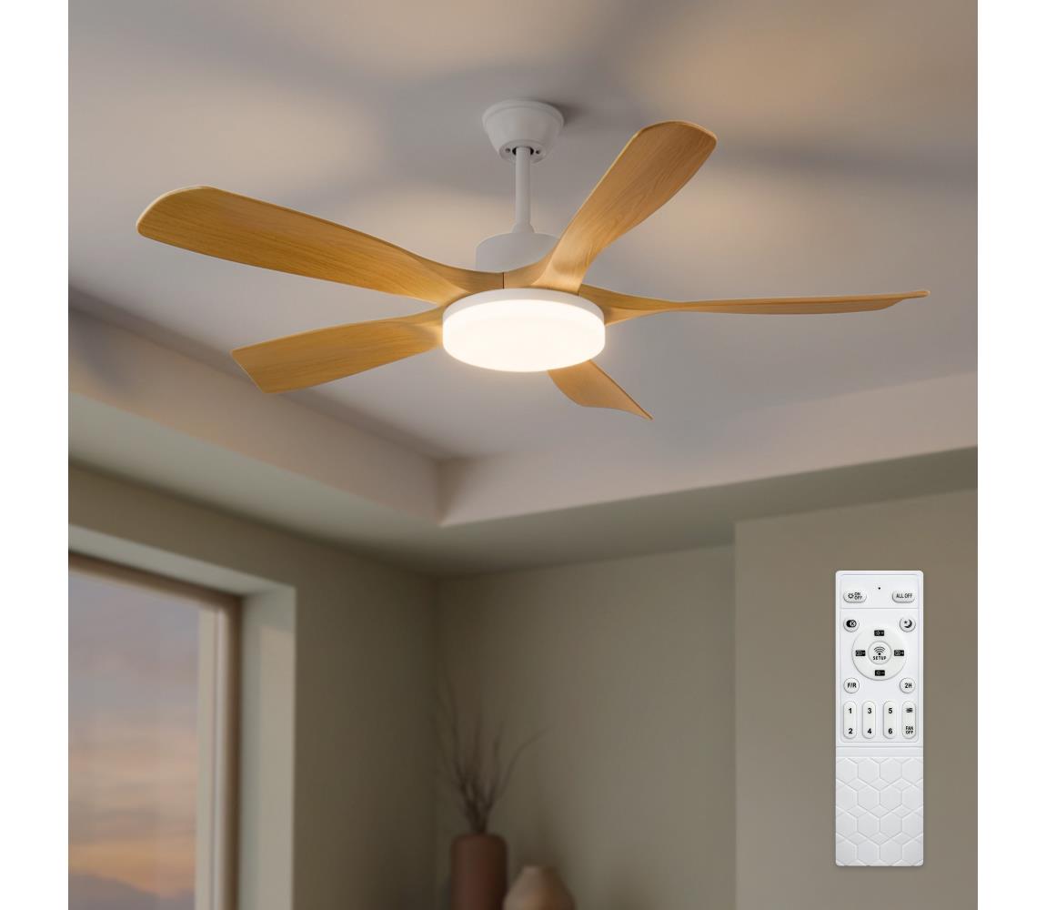 Brilagi - LED stmievateľný stropný látor LED/34W/230V 132 cm biely/hnedý + diaľkový ovládač WF-OSD-190