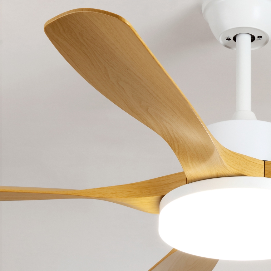 Brilagi - LED stmievateľný stropný ventilátor LED/34W/230V 3000-6500K pr. 132 cm biela/hnedá + diaľkové ovládanie