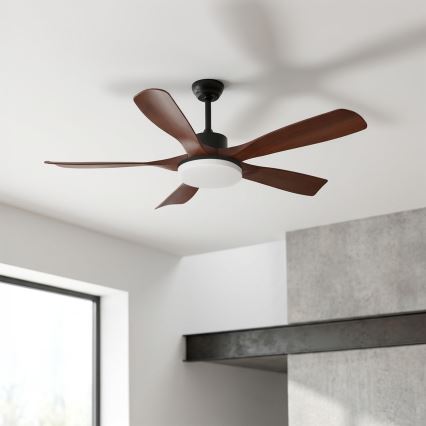 Brilagi - LED stmievateľný stropný ventilátor LED/34W/230V 132 cm čierna/hnedá + diaľkové ovládanie