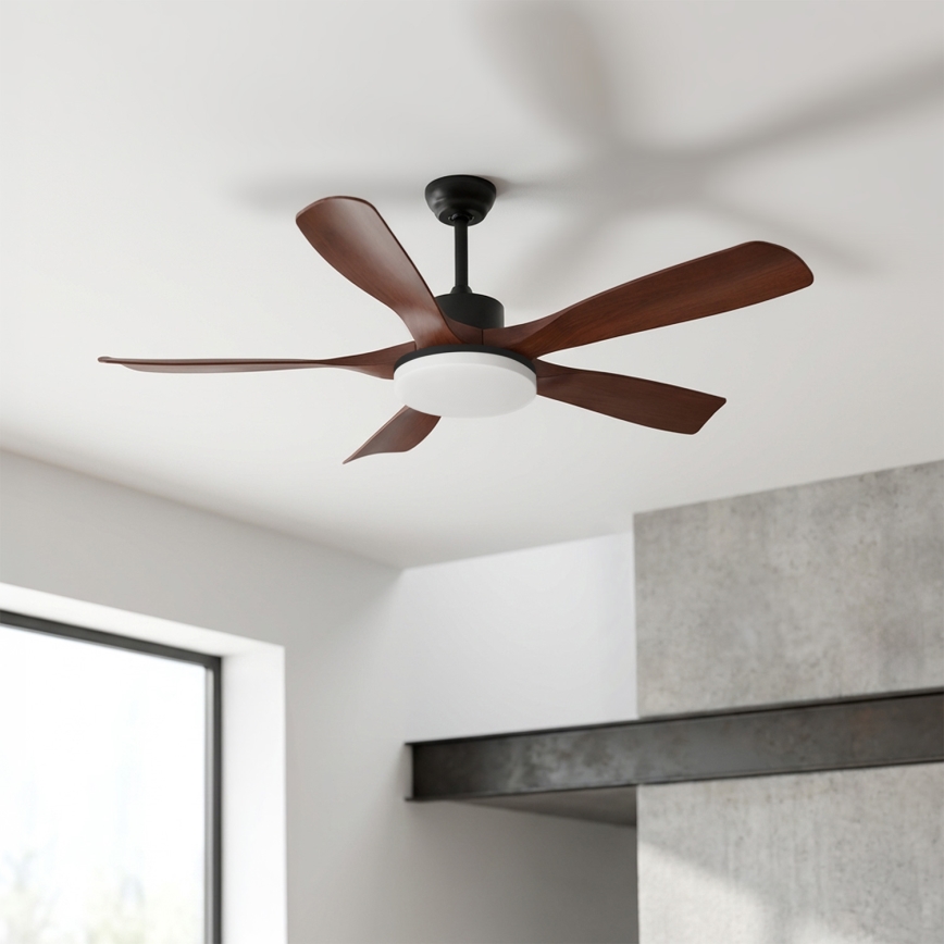 Brilagi - LED stmievateľný stropný ventilátor LED/34W/230V 132 cm čierna/hnedá + diaľkové ovládanie
