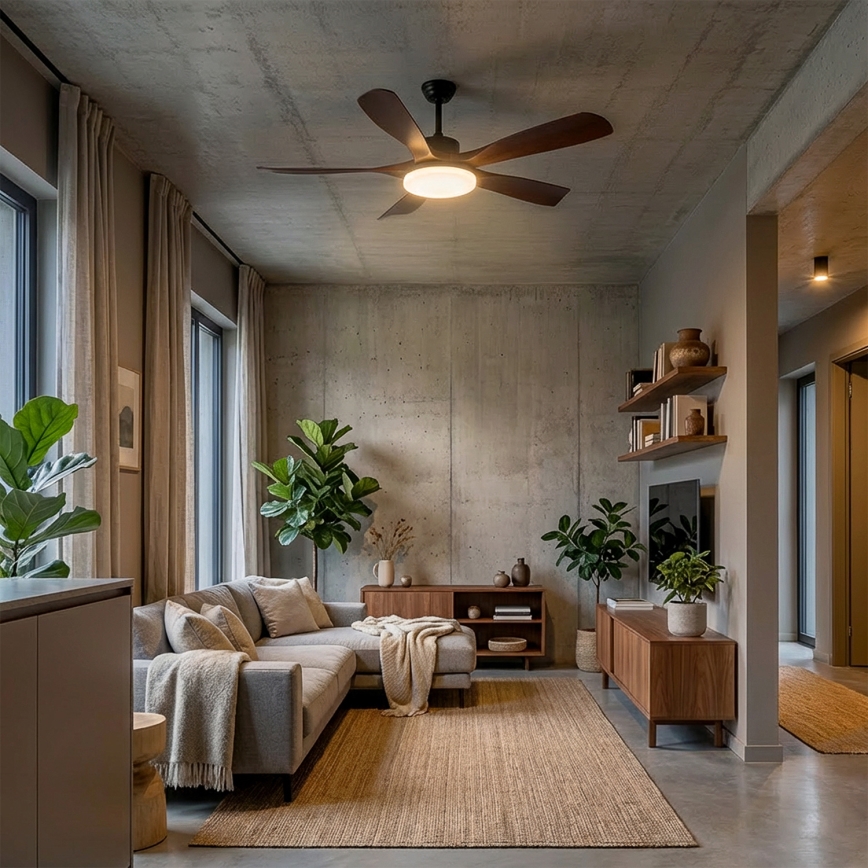 Brilagi - LED stmievateľný stropný ventilátor LED/34W/230V 132 cm čierna/hnedá + diaľkové ovládanie