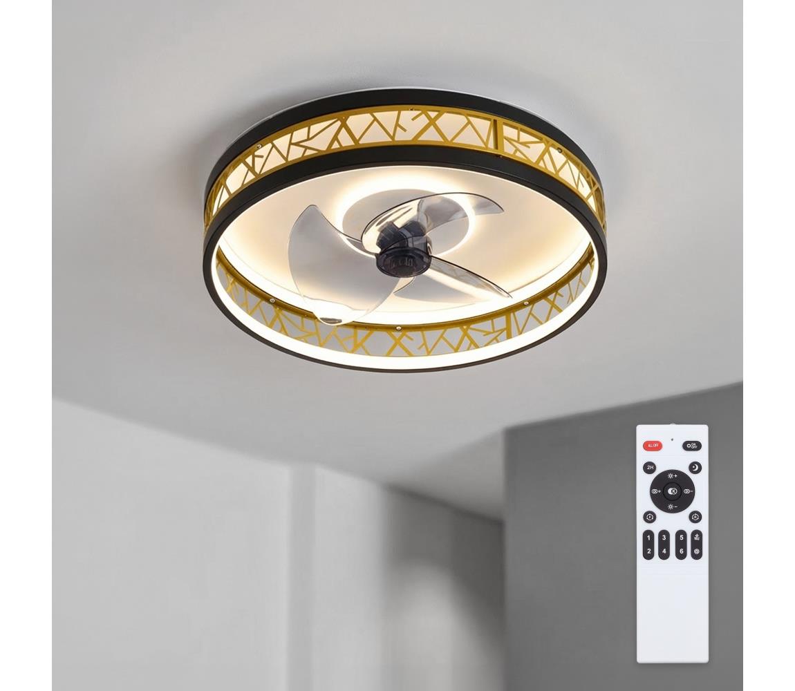 Brilagi - LED stmievateľný stropný látor LED/34W/230V 50 cm čierna/zlatá + diaľkové ovládanie WF-OSD-162
