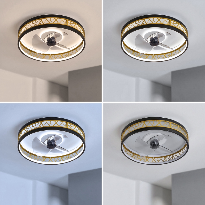Brilagi - stmievateľný LED stropný ventilátor LED/34W/230V 3000-6500K priemer 50 cm čierna/zlatá + diaľkové ovládanie